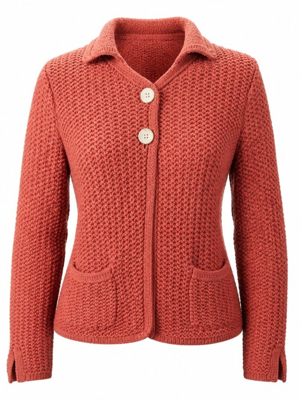 Talbots Salmon 100% Mercerized Pocket Cardigan Sweater - Picture 2 of 11
